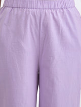 Buy Lilac Linen Blend Relaxed Kurta Set Online | Pink Fort