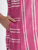 Cotton Dabu Handblock Striped Printed Kurta Set - Pink