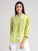 Buy Yellow Polka Print Cotton Top Online | Marigold