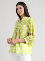 Buy Yellow Polka Print Cotton Top Online | Marigold