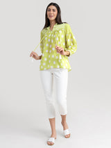 Buy Yellow Polka Print Cotton Top Online | Marigold