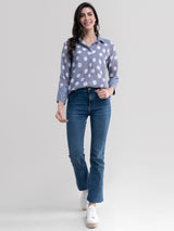 Buy Grey Sheer Polka Print Shirt Online | Marigold