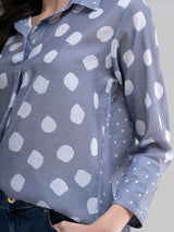 Buy Grey Sheer Polka Print Shirt Online | Marigold