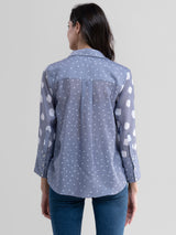 Buy Grey Sheer Polka Print Shirt Online | Marigold