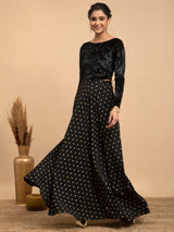 Buy Black Velvet Boat Neck Blouse Online | Pink Fort