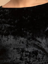 Buy Black Velvet Boat Neck Blouse Online | Pink Fort