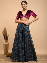 Buy Wine Velvet V-neck Blouse Online | Pink Fort