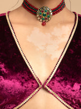 Buy Wine Velvet V-neck Blouse Online | Pink Fort