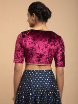 Buy Wine Velvet V-neck Blouse Online | Pink Fort