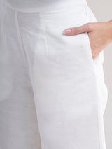 Buy White Linen Wide leg Pants Online | Pinkfort