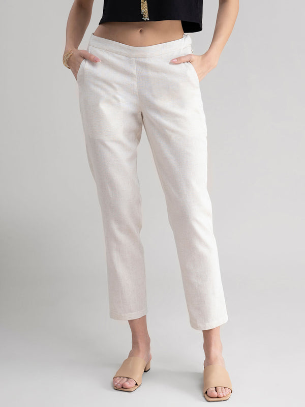 Tapered Cotton Pants - Cream