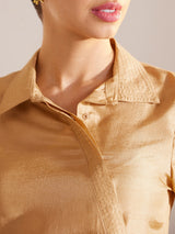 Zari Detail Placket Shirt - Gold