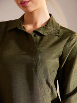 Zari Detail Placket Shirt - Olive
