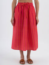 Cotton Poplin Polka Skirt Set - Pink & Orange