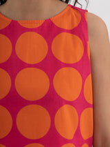 Cotton Poplin Polka Skirt Set - Pink & Orange
