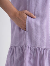 Cotton Single Tiered Dress With Slip - Lilac