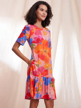 Floral A line Tiered Dress - Multicolour