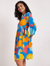 Polka Wrap Dress - Multicolour