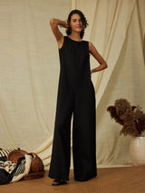 Sleeveless Cotton Jumpsuit - Black