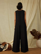 Sleeveless Cotton Jumpsuit - Black