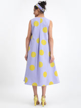 Cotton Sleeveless Polka Dress - Lilac