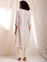 Cotton Stripe Play Straight Kurta - Multicolour