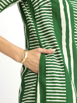 Cotton Geometric Print Kurta - Green