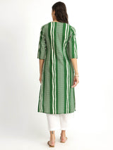 Cotton Geometric Print Kurta - Green