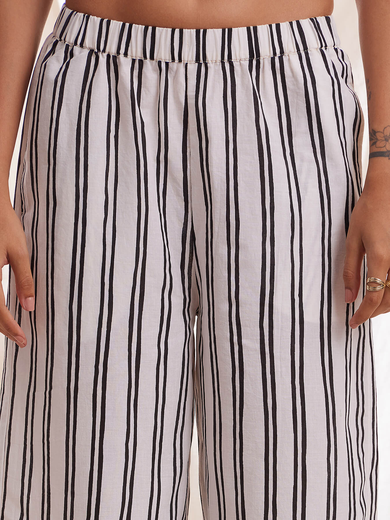 Cotton Ikat A-line Kurta Set - Black & White