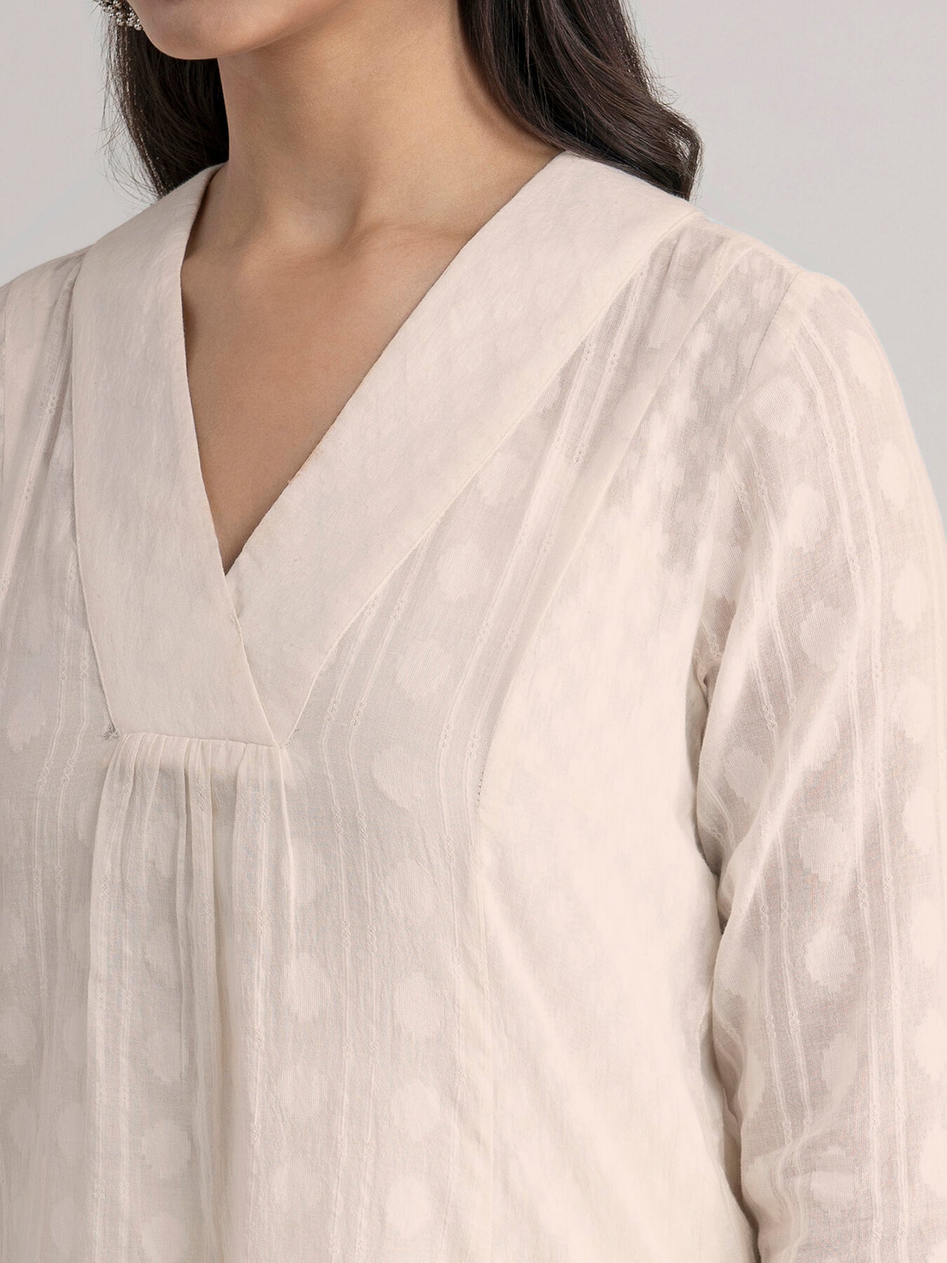 Cotton Jacquard Kurta Set - Off White