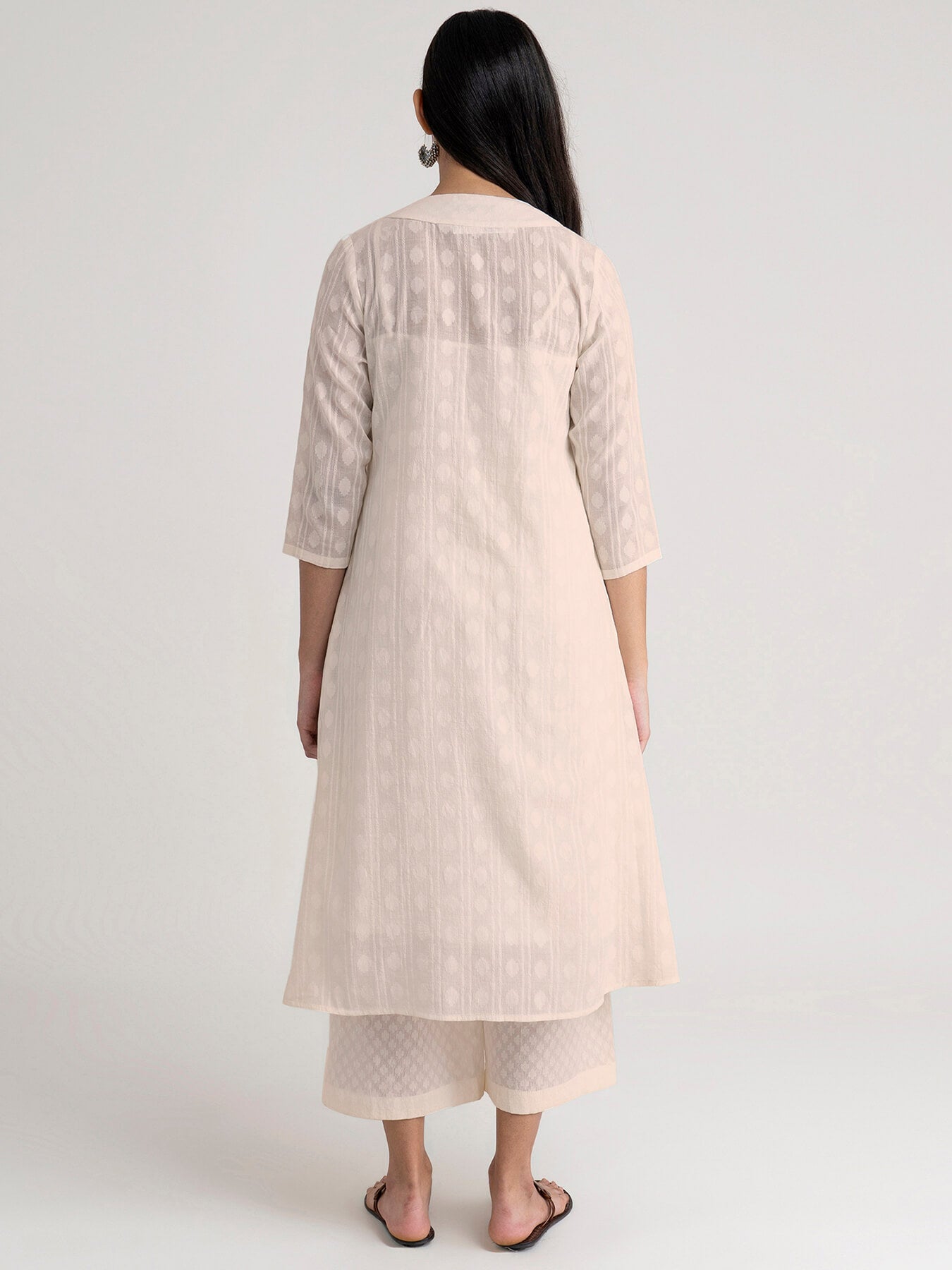 Cotton Jacquard Kurta Set - Off White