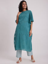 Cotton Kaftan Kurta Set - Teal