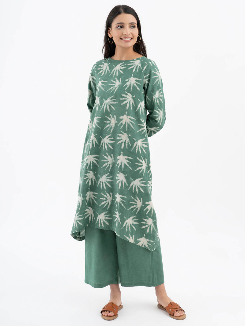 Cotton Ankle Length Trousers - Green