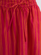 Cotton Poplin Striped A-line Skirt - Pink