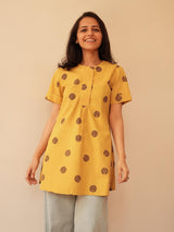 Cotton Poplin Polka Tunic - Mustard