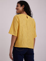 Semi-Sheer Cotton Crop Top - Yellow