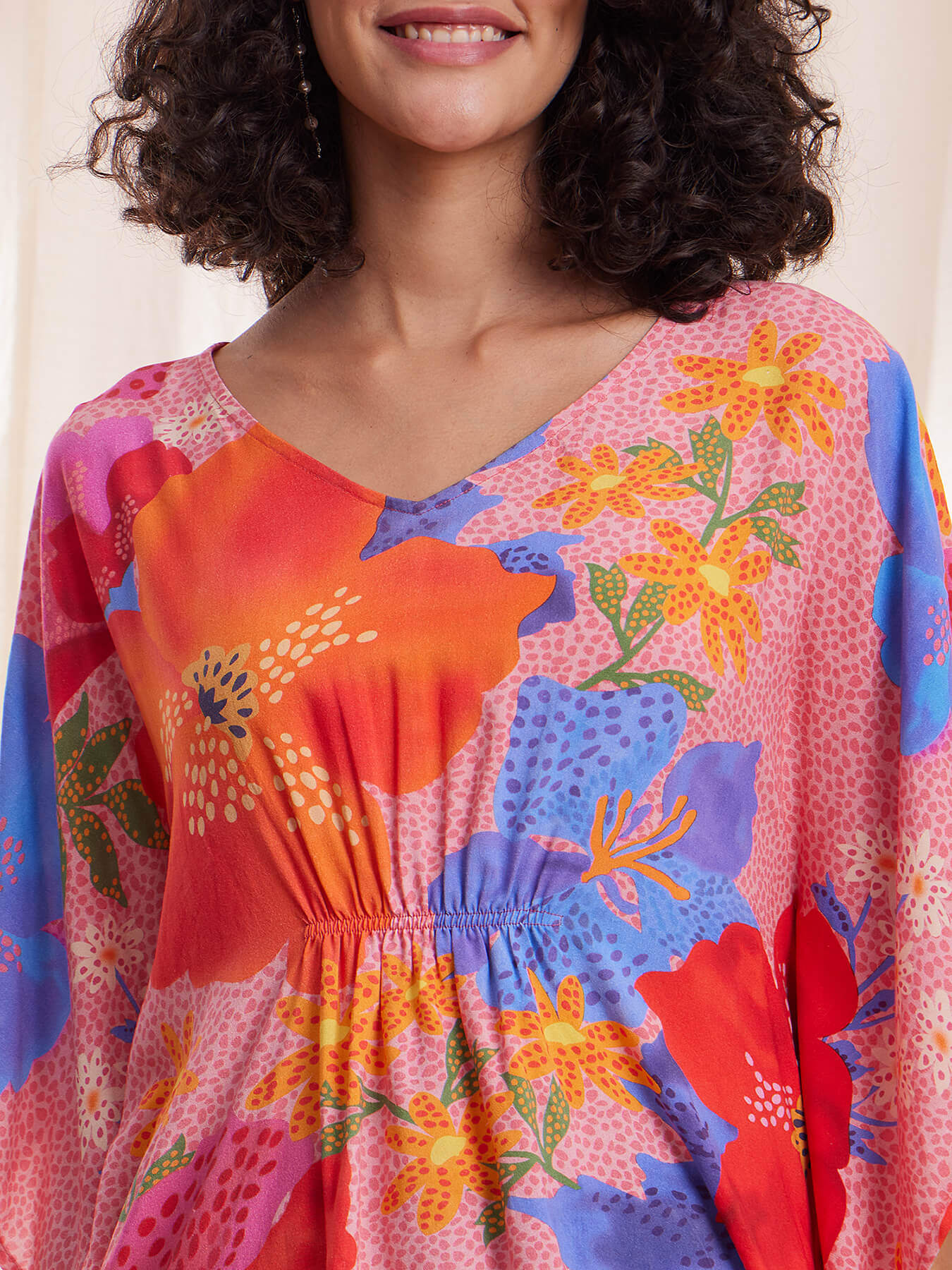 Floral Kaftan Style Top - Multicolour
