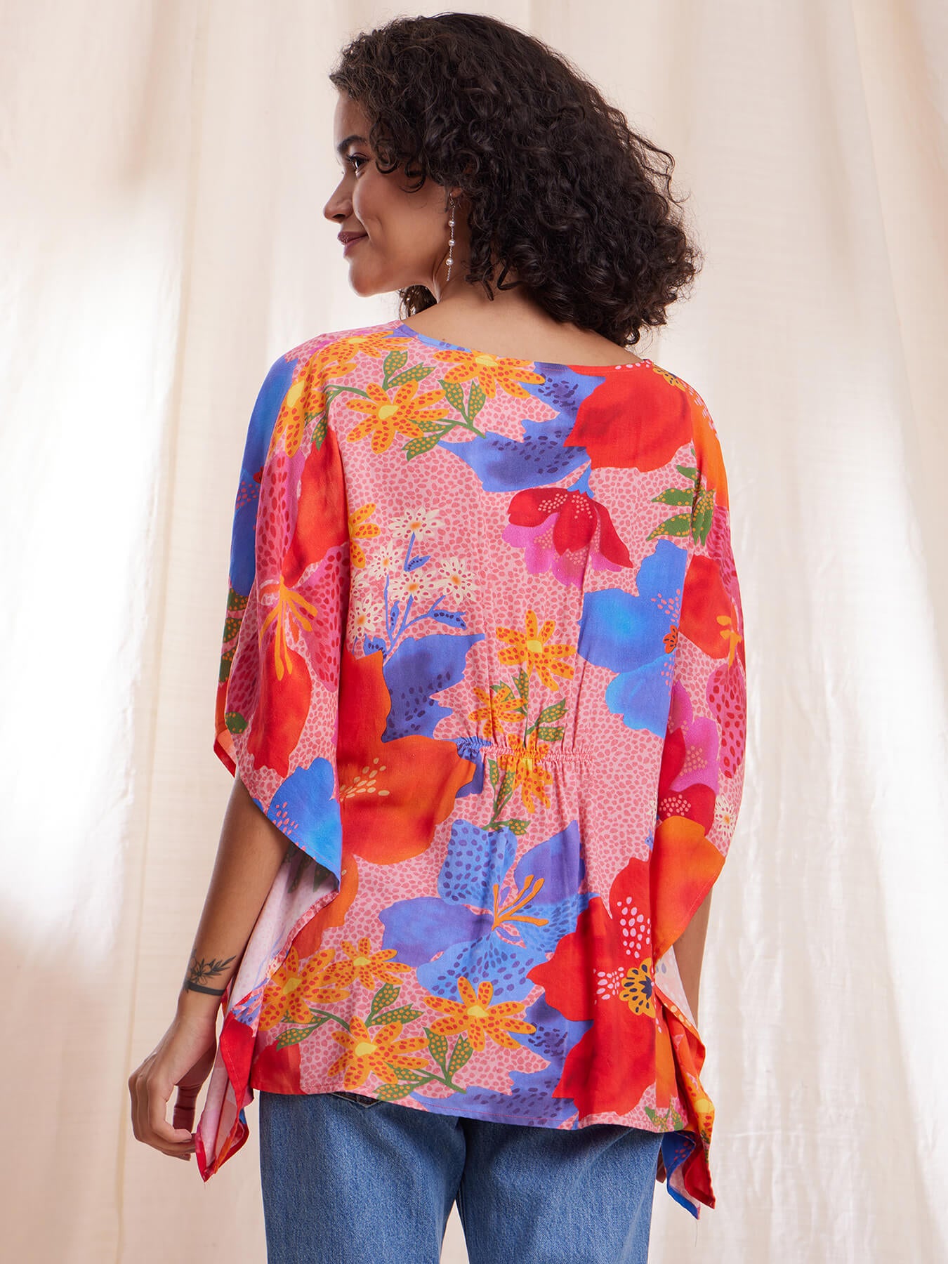 Floral Kaftan Style Top - Multicolour