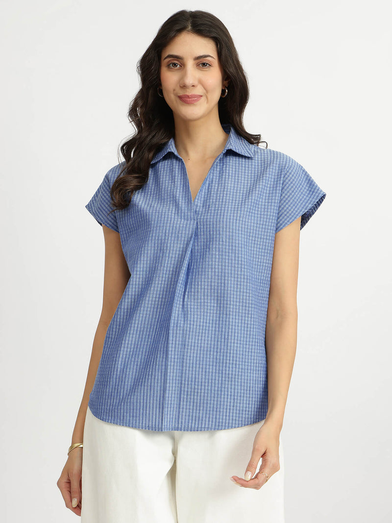 Self-Textured Cotton Solid Top - Blue