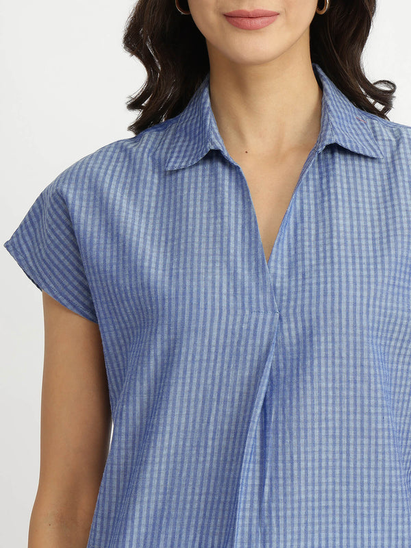 Self-Textured Cotton Solid Top - Blue