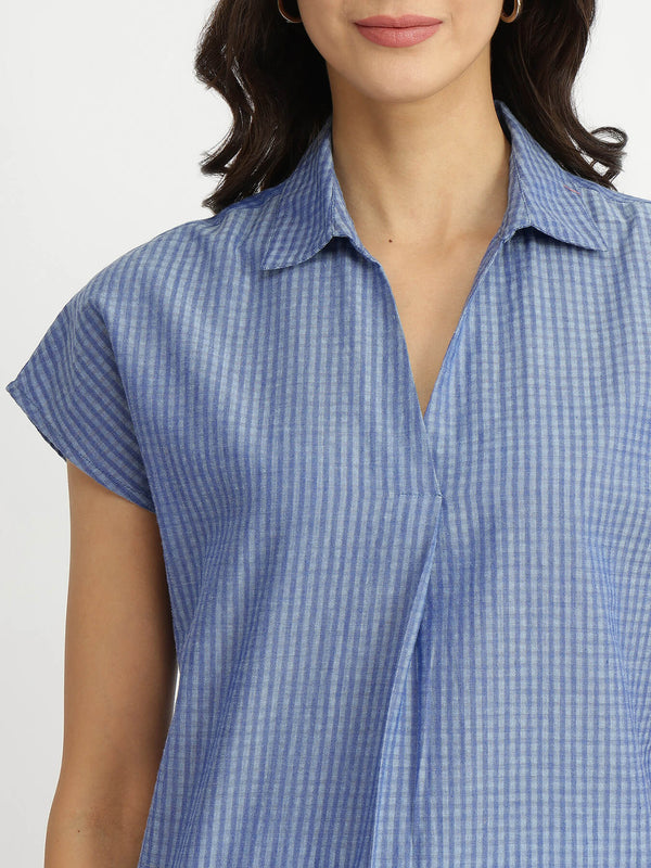 Self-Textured Cotton Solid Top - Blue