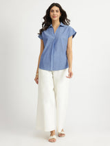 Self-Textured Cotton Solid Top - Blue
