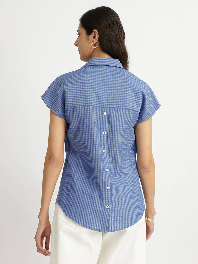 Self-Textured Cotton Solid Top - Blue