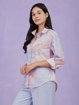 Cotton Cloud Print Shirt - Purple