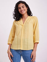 Cotton Pleated Top - Yellow