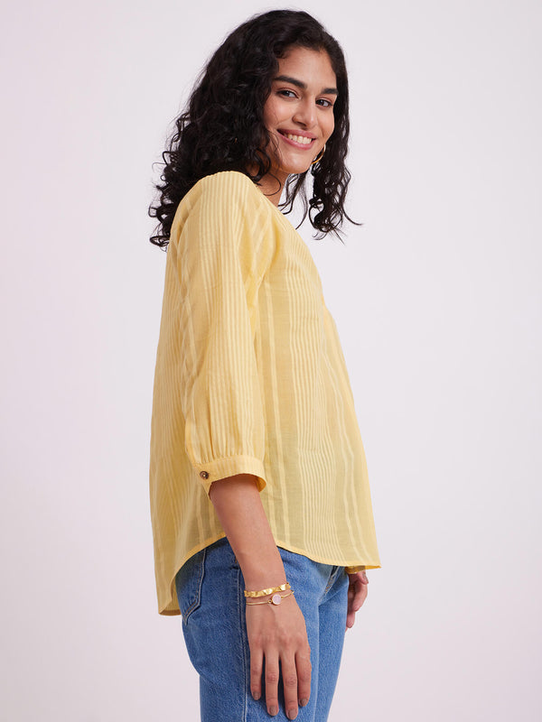 Cotton Pleated Top - Yellow