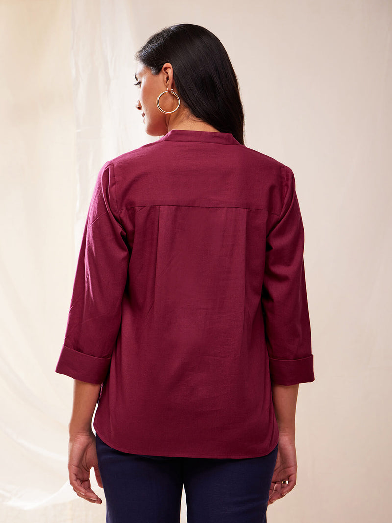 Solid Relaxed Shirt - Maroon