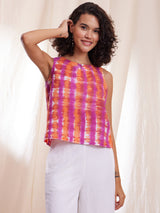 Sleeveless Tie & Dye Stripe Play Top - Orange & Purple