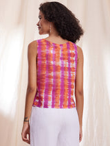 Sleeveless Tie & Dye Stripe Play Top - Orange & Purple