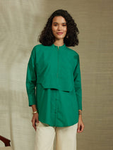 Cotton Zipper Shirt - Green